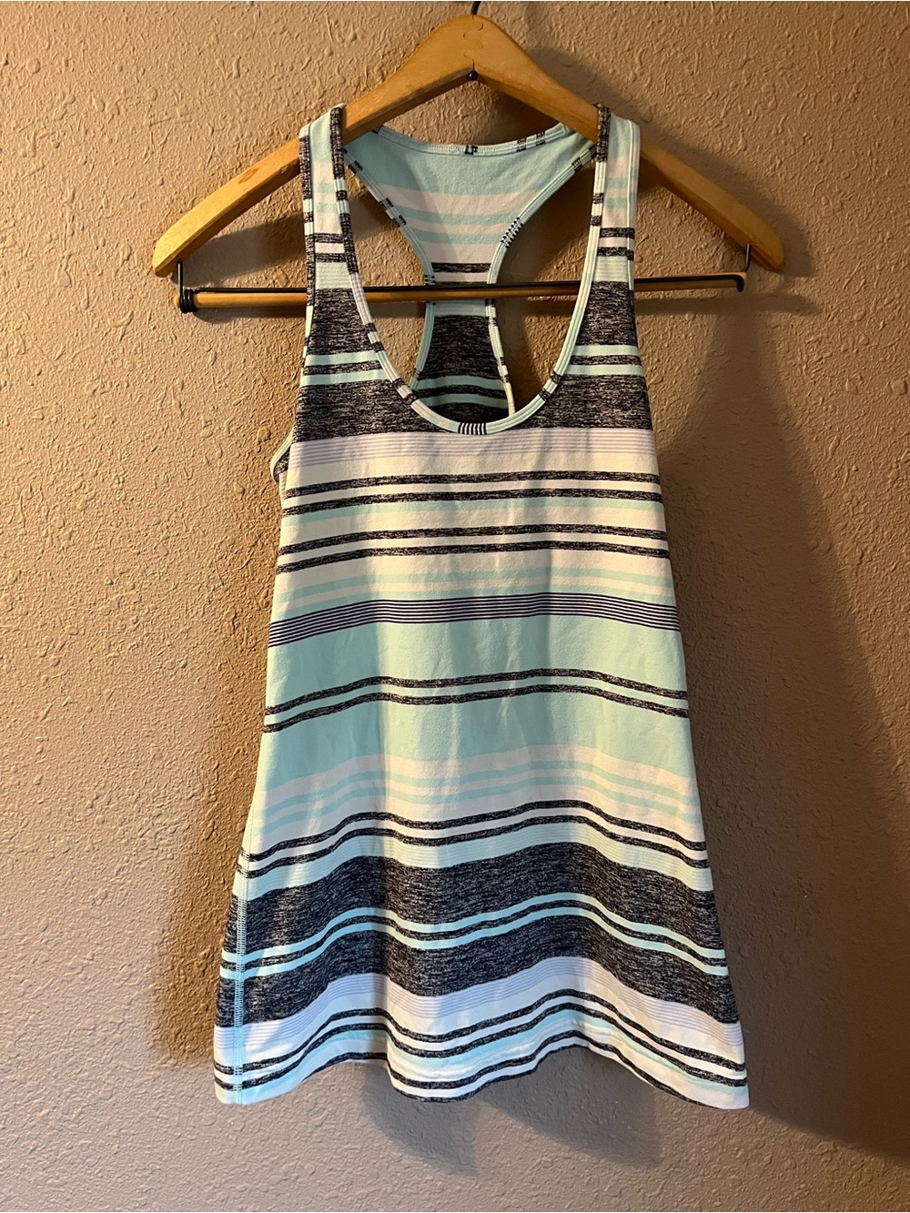 Lululemon woman’s Striped Racerback Tank Dress in Light Blue and White